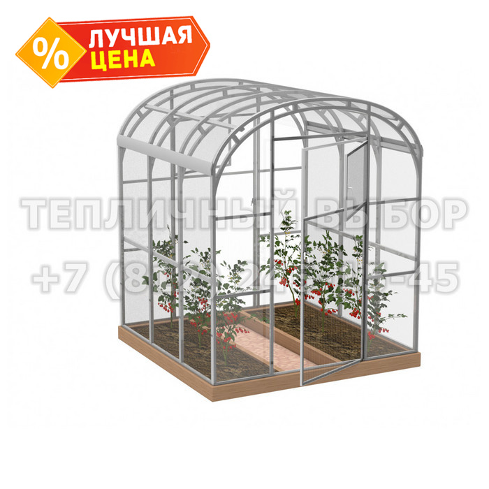 Теплица из поликарбоната Усиленная Прямостенная 2,1х2 h=2.1 м профиль 20х40 мм